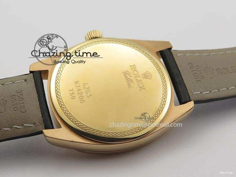 MiroTime 0209 Cozy Cellini Date RG Rose Gold Dial Stick Markers On Black Leather Strap A 3873